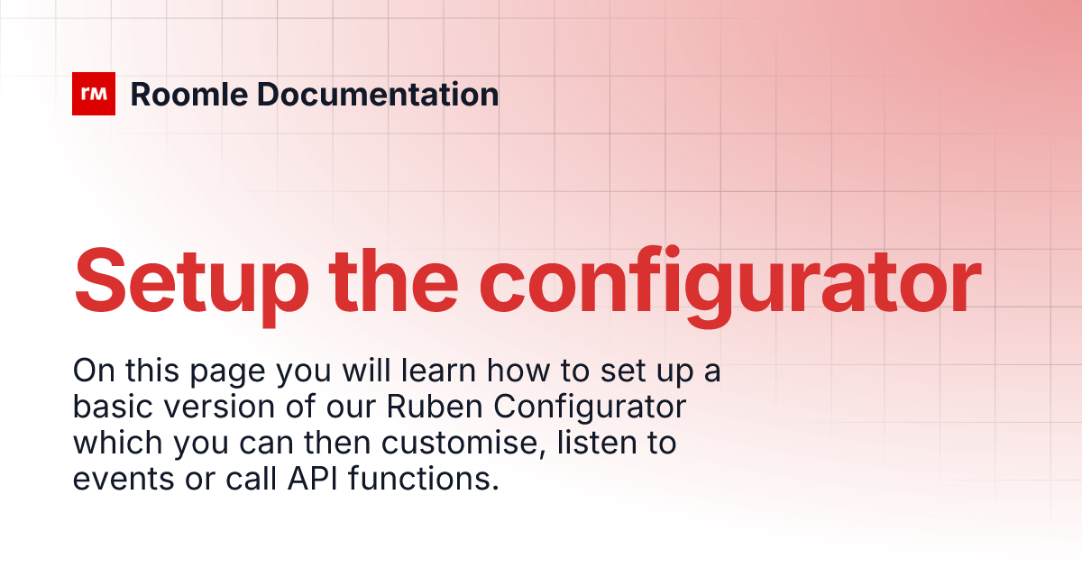 Setup the configurator | Roomle Documentation