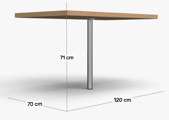 tabletop and one leg, centerd
